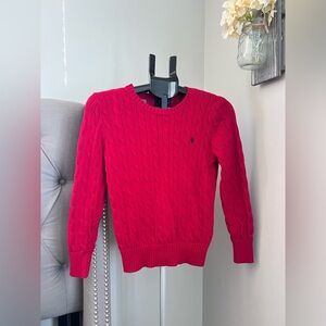 💥Sold💥 Boys Polo Ralph Laren Red Cable-Knit Cotton Sweater sz M 10-12 Pre-owned